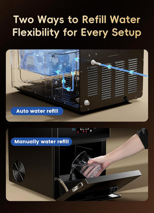 ecozy 2" Clear Ice Ball Maker Countertop 144 Pcs/Day Sphere Ice Machine | CrystalFlux Technology, 4 Pcs in 40 Mins , Automatic Water Supply, Self-Cleaning, Enhanced Insulation