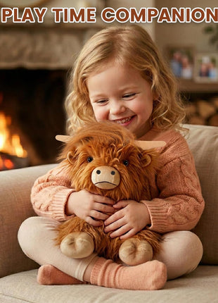 SuzziPals Weighted Highland Cow Stuffed Animals, Microwavable Heating Pad | Period Cramps Relief, Lavender Scented, hyland cow stuffed animal, Stress Relief, Bedtime Companion, Cow Gifts for Women Kids