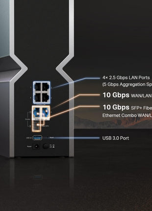 TP-Link Tri-Band BE19000 WiFi 7 Router (Archer BE800) | 12-Stream 19 Gbps | 2×10G + 4×2.5G Ports | LED Screen, 8 High-Performance Antennas | VPN, Easy Mesh, HomeShield, Private IoT, Free Expert Help