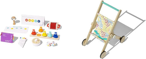 Lovevery Music Set with 6 Instruments, Songs Book, Buddy Stroller Wooden Pretend Play Toy for Toddlers Ages 12 Months to 4+ Years