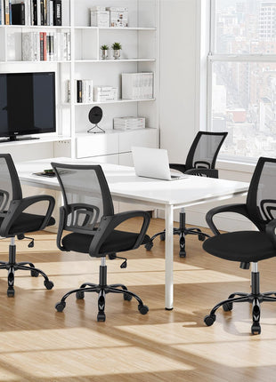 BestOffice | Ergonomic Office Chair | Black | Pack of 1 | Mesh Desk Chair | with Lumbar Support & Adjustable Height | Breathable Mid-Back Design & High Density Sponge | For Home, Office