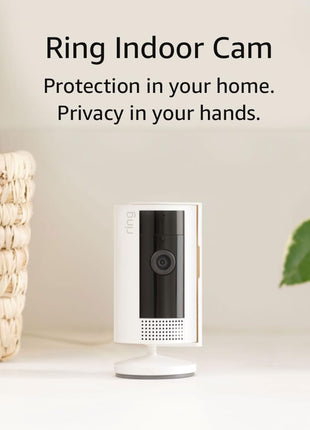 Like-New Ring Indoor Cam, Home or business security in 1080p HD video, White