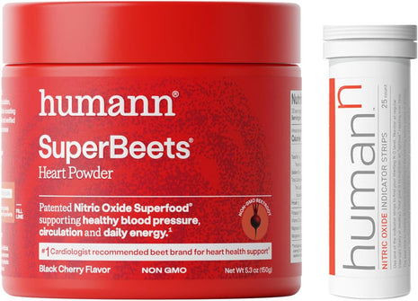 HumanN SuperBeets Black Cherry Heart Powder & N.O. Indicator Test Strips