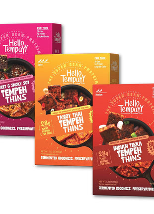 Ready to Cook Tempeh-All Thins Tempeh (Pack of 3)- 28g Clean Protein| High Fiber | More Protein & Fiber than Tofu & Cottage Cheese| Gut-Friendly | Gluten Free | Dairy Free | Vegan | Non GMO
