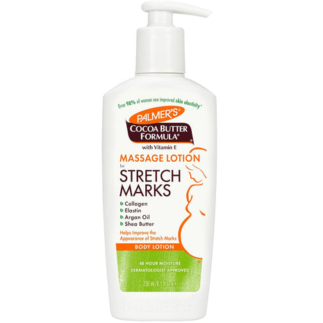 Palmer's Cocoa Butter Formula Massage Lotion For Stretch Marks, Pregnancy Skin Care, Belly Cream with Collagen, Elastin, Argan OIl and Shea Butter, 8.5 Ounces