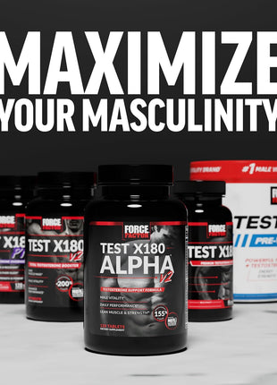 Force Factor Test X180 Alpha v2 Testosterone Booster for Men | T-Supplement to Help Build Muscle, Strength, Boost Nitric Oxide, and Support Daily Performance, 120 Tablets