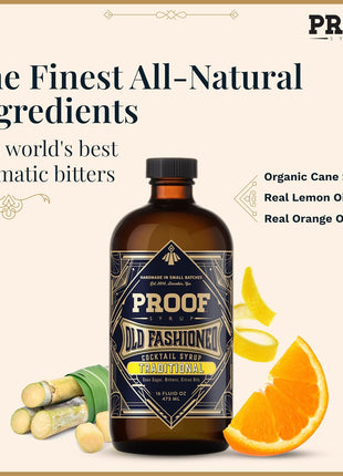 Proof Syrup Old Fashioned Cocktail Mix - Made with Real Bitters & Cane Sugar - Traditional Old Fashion Flavor - Fast, Easy, Delicious, Handcrafted Cocktail Syrup - 16oz - 1 Bottle