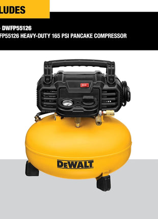 DEWALT Pancake Air Compressor, 6 Gallon, 165 PSI (DWFP55126)