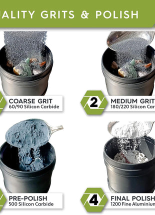 Polly Plastics Rock Tumbler Grit and Polish Refill & Ceramic Tumbling Filler Media - Silicone Carbide Polisher Grit - Rock Polish Supplies & Accessories