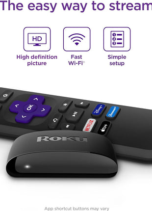 Roku Express | HD Roku Streaming Device with Standard Remote (no TV controls), Free & Live TV