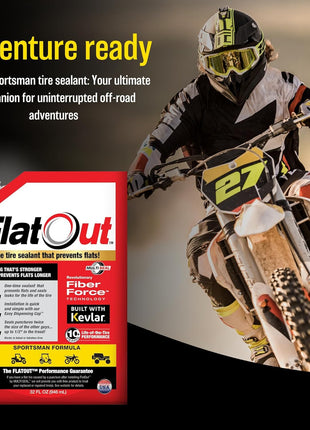 FlatOut Tire Sealant Sportsman Formula - Prevent Flat Tires, Seal Leaks, Contains Kevlar, 32-Ounce Bag, 1-Pack