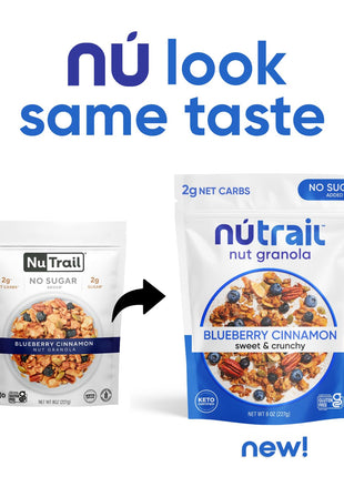NuTrail Nut Granola Cereal, Blueberry Cinnamon, No Sugar Added, Keto, Low Carb, Gluten Free, Grain Free, Healthy Breakfast 8 oz. 1 Count
