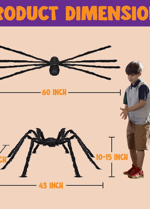 JOYIN Halloween Outdoor Decorations Giant Spider, 5 Ft Large Spider for Yard Lawn Garden Patio Scary Halloween Outside Decor, Indoor Haunted House Prop and Home Party Decor, Black