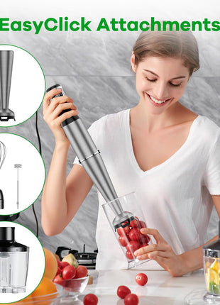 Turelar Immersion Blender Handheld Corded Hand Blenders Set 1100W, Trigger Variable Speed 5 in 1 Stick Emulsifier with Chopper, Whisk and Frother for Soup, Baby Food and Smoothies,Black