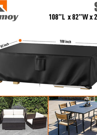 Patio Furniture Covers, Outdoor Furniture Cover Waterproof, General Purpose, Outside Table and Chair Covers, Heavy Duty 600D (108 Inch L x 82 Inch W x 27.9 Inch H)