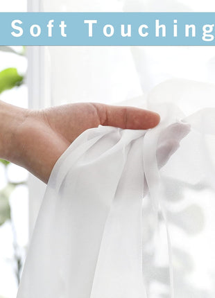 OWENIE Sheer Curtains 84 inches Long 2 Panels Set for Living Room/Bedroom, Rod Pocket Voile Sheer Panel Drapes, White, 2pcs, Each 42 inch W x 84 inch L