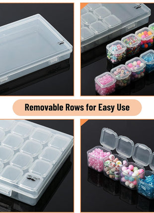 Mr. Pen-Bead Storage Containers, 28 Grids, 2 Pack, Grey, 160pcs Label Stickers, Bead Organizer, Craft Organizers and Storage, Containers for Organizing, Box (NIWL056M311)