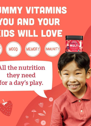 Llama Naturals Kids Multivitamin Gummies | Real Fruit, No Added Sugar Cane | Organic Vegan Toddler Whole Food Vitamins | Vitamin D, C & Beta Carotene Gummy Supplement | Strawberry 90 Ct (1-2 Months)