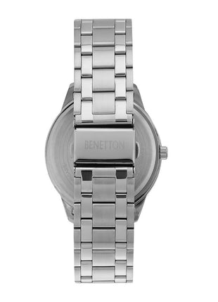 United Colors of Benetton Signature Analog Watch for Man with Silver Tone Round Dial & Silver Stainless Steel Bracelet Band Water Resistant Men's Wrist Watches - UWUCG1606