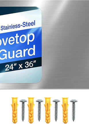 24" x 36" Reversible Metal Backsplash Matching screws | Compatible with Broan-NuTone SP3004 - Ultra Flat and Flushed Metal Panel Splatter Guard for Stovetop Easy Installation