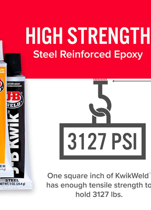 J-B Weld 8276 KwikWeld Quick Setting Steel Reinforced Epoxy - Dark Grey 2 oz