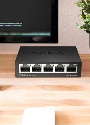 D-Link DGS-105, 5 Port Gigabit Ethernet Switch Unmanaged, Network Splitter, Silent Fanless, Network Hub, Sturdy Metal with Shielded Ports, Desktop/Wall Mount, QoS, Energy Saving, Plug and Play