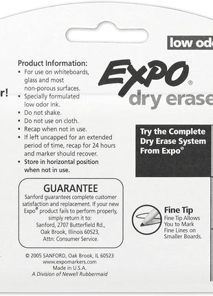EXPO Low Odor Dry Erase Markers, Fine Tip, Black, 4 Count - Home Organization, Study Supplies