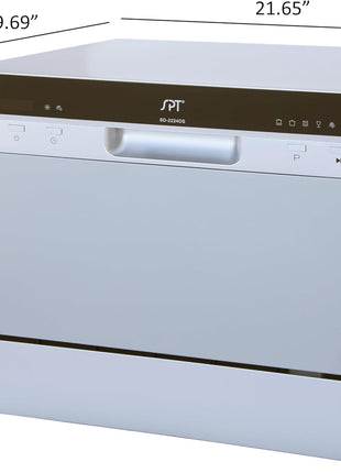 SPT SD-2224DS ENERGY STAR Compact Countertop Dishwasher with Delay Start - Portable Dishwasher with Stainless Steel Interior and 6 Place Settings Rack Silverware Basket, Silver