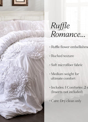 Lush Decor 3 Piece Serena Comforter Set, King, White
