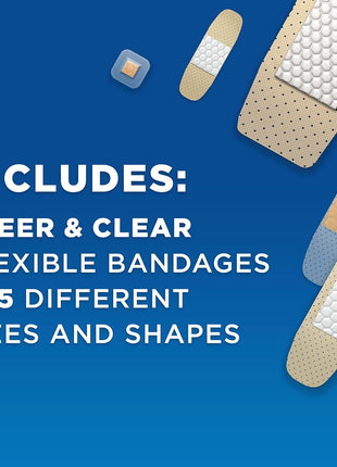 BAND-AID Brand Adhesive Bandages Family Variety Pack, Sheer & Clear Flexible Sterile Individually Wrapped Strips & Spots, First Aid Wound Care for Minor Cuts, Scrapes, Burns, 5 Sizes, 280 ct