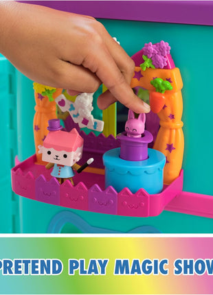 Gabby's Dollhouse Baby Box Talent Show Balcony Playset, 8-Pcs with Toy | Balcony Playset, Baby Box Cat Figure, Magic Hat Accessory, Surprise Toy Charm, Kids Toys for Girls & Boys Ages 3+