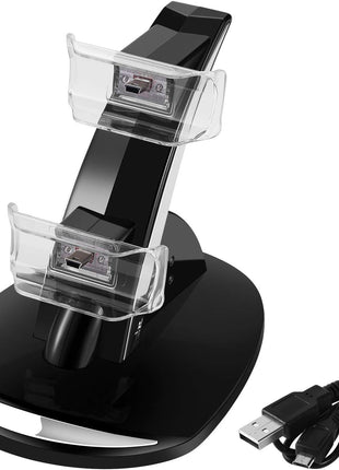 TNP Compatible with PS3 Controller Charger Stand for Sony Playstation 3 Controller compatible with Dualshock 3 Charging, 2 Tier Docking Station Stand and 2 USB PS3 Cable ports with LED Indicators