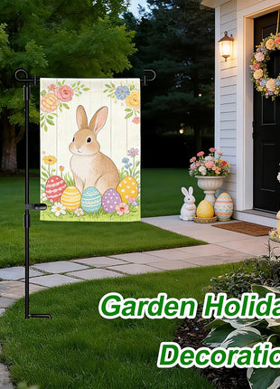 HOOSUN Garden Flag Stand,Premium Garden Flag Holder Pole Metal Powder-Coated Weather-Proof Paint with Graden Flag Clip and Spring Stoppers Without Flag Garden Decorations