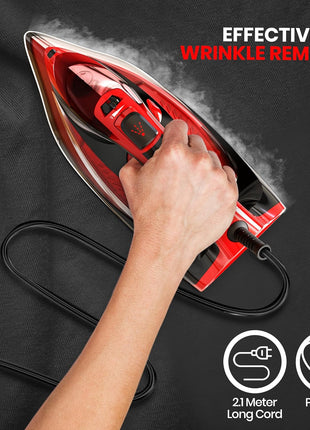 Utopia Home Steam Clothes Iron - 1800W (Black Red) Non-Stick Soleplate | Nonstick Soleplate With Auto-Off Safety Feature - Adjustable Thermostat Control, Variable Steam Control, Self-Clean, 8ft Cord