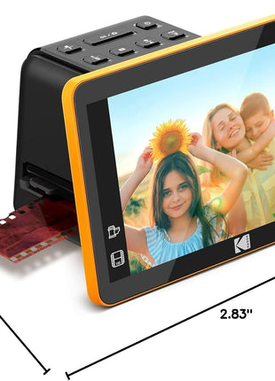 KODAK Slide N Scan Max Digital Film Scanner - Black/Yellow - Tiltable 7-Inch LCD with Gallery Mode & Photo Scanner Preview - Quick-Feed Tray for Slide Digitizer