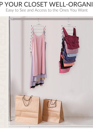 ZEDODIER 2 Pack Tank Top Hanger, Space Saving Bra Hanger, Non-Slip Hanging Sport Bras Holder, Closet Organizers and Storage for Camisoles Tank Tops Bras Ties Swimsuits Strappy Dress, Silver