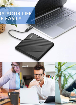 Amicool External DVD Drive USB 3.0 USB C CD Burner CD/DVD +/-RW Optical Drive, Slim Portable DVD CD ROM Rewriter Writer Duplicator for Laptop Desktop PC Windows 11/10/8/7 MacBook Mac Linux OS Apple