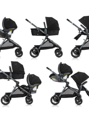 Evenflo Pivot Xpand Modular Travel System with LiteMax Infant Car Seat (Ayrshire Black)