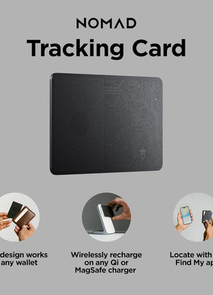 Nomad Tracking Card Carbide, Slim Card Tracker with IPX7 Waterproof and Dust Proof - Card Tracker for Wallet & Luggage, 5 Months GPS Tracker Long Battery Life, Rechargeable, Compatible with iOS Only