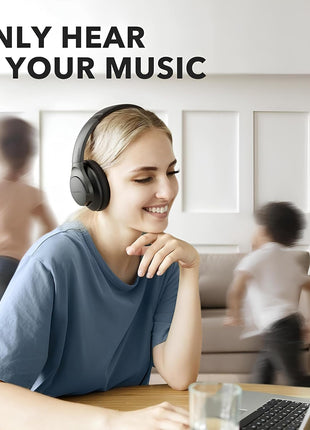 Soundcore Anker Life Q20 Hybrid Active Noise Cancelling Headphones, Wireless Over Ear Bluetooth Headphones, 60H Playtime, Hi-Res Audio, Deep Bass, Foam Ear Cups, Travel, Office, USB-C Charging