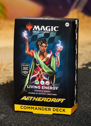 Magic: The Gathering Aetherdrift Commander Deck - Living Energy (100-Card Deck, 2-Card Collector Booster Sample Pack + Accessories)