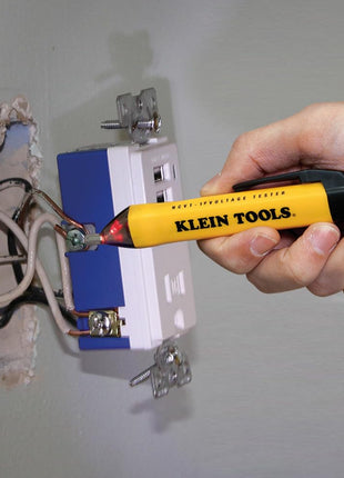 Klein Tools NCVT1P Voltage Tester, Non-Contact Low Voltage Tester Pen, 50V to 1000V AC, Audible and Flashing LED Alarms, Pocket Clip