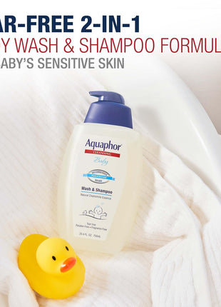 Aquaphor Baby Body Wash and Shampoo, Gentle Formula, 24.4 FL OZ | Tear Free Shampoo and Body Wash for Baby, Gently Cleanses, Non-Drying and Fragrance Free, Pediatrician Recommended Brand