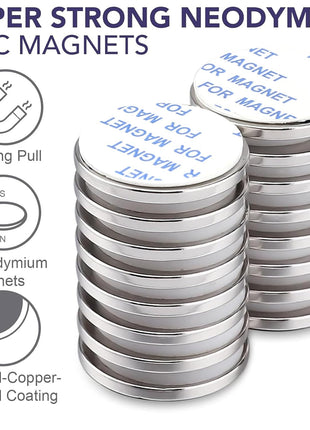 Super Strong Neodymium Disc Magnets with Double-Sided Adhesive, Powerful Permanent Rare Earth Magnet Fridge, DIY, Building, Scientific, Craft, and Office Magnets, 1.26 inch D x 1/8 inch H - 6 Packs