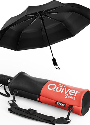 REPEL Windproof Travel Umbrella - Compact & Withstands Winds up to 85MPH, Strongest Premium Auto Folding Umbrella for Rain and Sun - Durable, Light & Portable for Women & Men, Fits Backpack & Cars