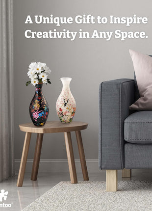 Pintoo 3D Puzzle Vase Unique Flower Vase Made By 160 Curved Plastic Puzzle Pieces House Warming Gift for Flower Arrangements and Home Decoration - [S1035] (Translucent, Flowers and Birds)