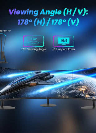 ArcticPro 22 inch 100Hz Monitor, Full HD (1920 x 1080p) Computer Monitor, 105% sRGB, 3000:1 Contrast, 3-Sided Frameless, Ultra Slim, VESA, LowBlue Mode, Tilt Adjust, HDMI *1, VGA*1