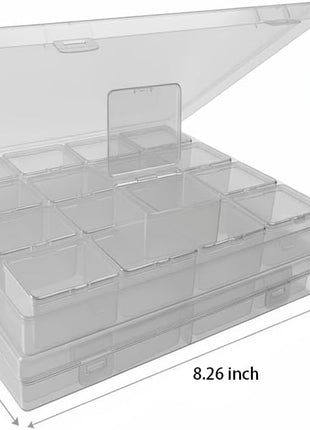 Bead Storage Container Set, 80 Clear Plastic Bead Organizer Boxes with Hinged Lid - Craft Storage Containers for Small Parts, Jewelry Charms, and Diamond Painting Art (Clear 5 Pack)