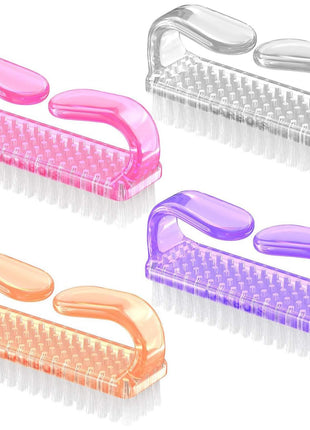 Larbois Handle Grip Nail Brush, Nail Brushes Hand Fingernail Brush Cleaner Scrubbing Kit Pedicure for Toes and Nails Men Women (4 Pack)