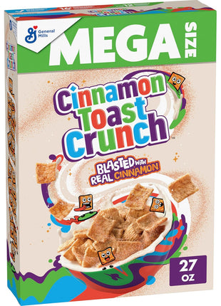 Cinnamon Toast Crunch Breakfast Cereal, Crispy Cinnamon Cereal, Mega Size, 27 oz